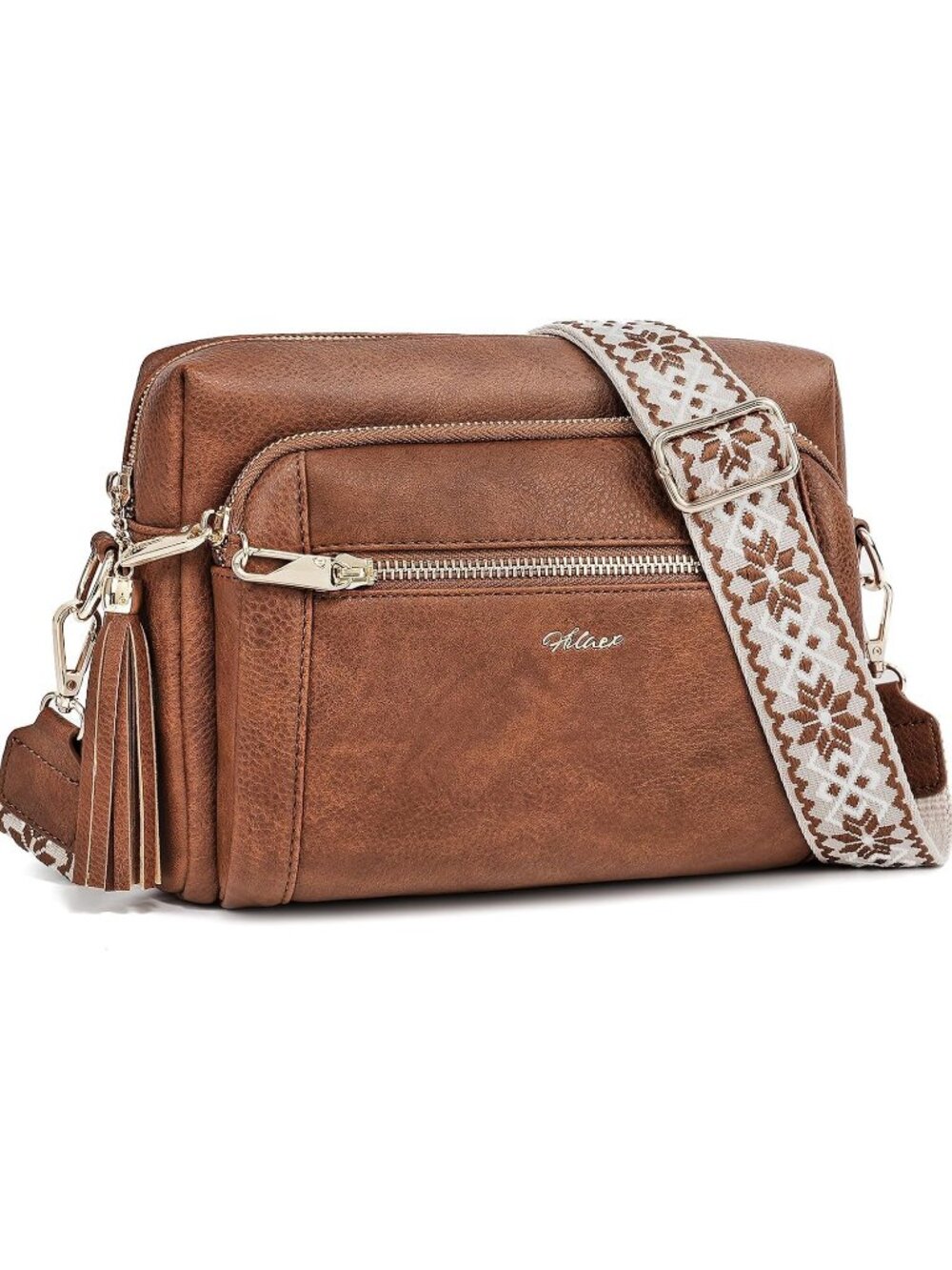 Womens Brown Vegan Leather Purses Stylish Designer Pockets Crossbody Bags